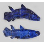 Paar monumentale Figuren "Blaue Fische" (Quastenflosser)