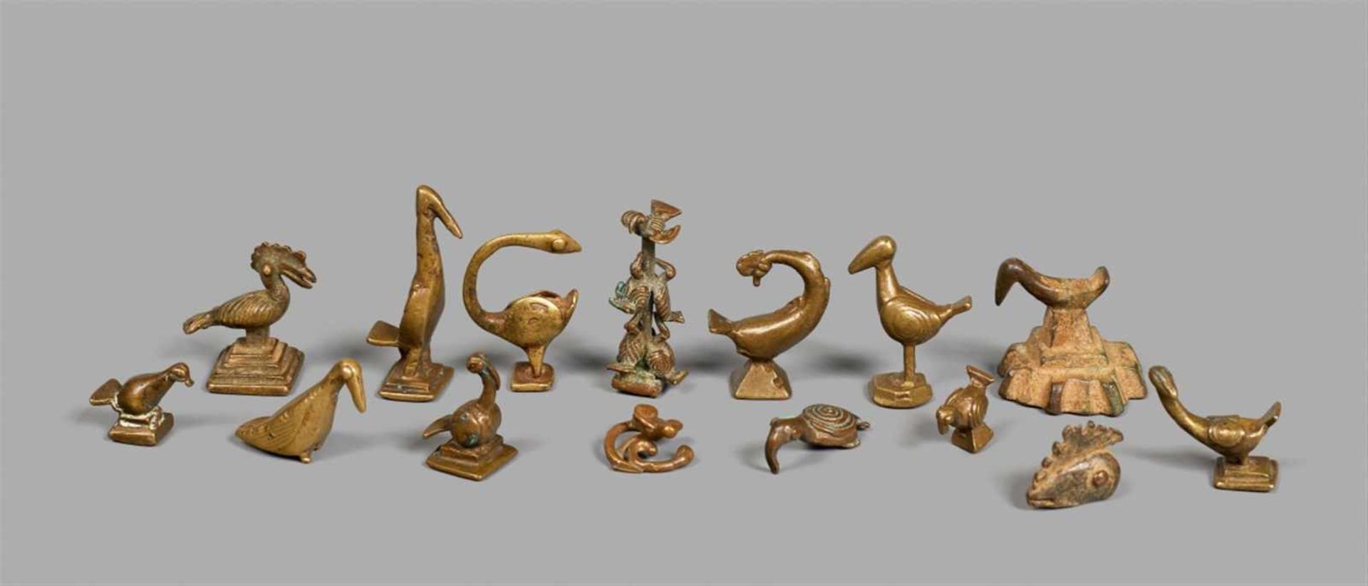 FIFTY-THREE AKAN BRASS GOLDWEIGHTSCast as birds