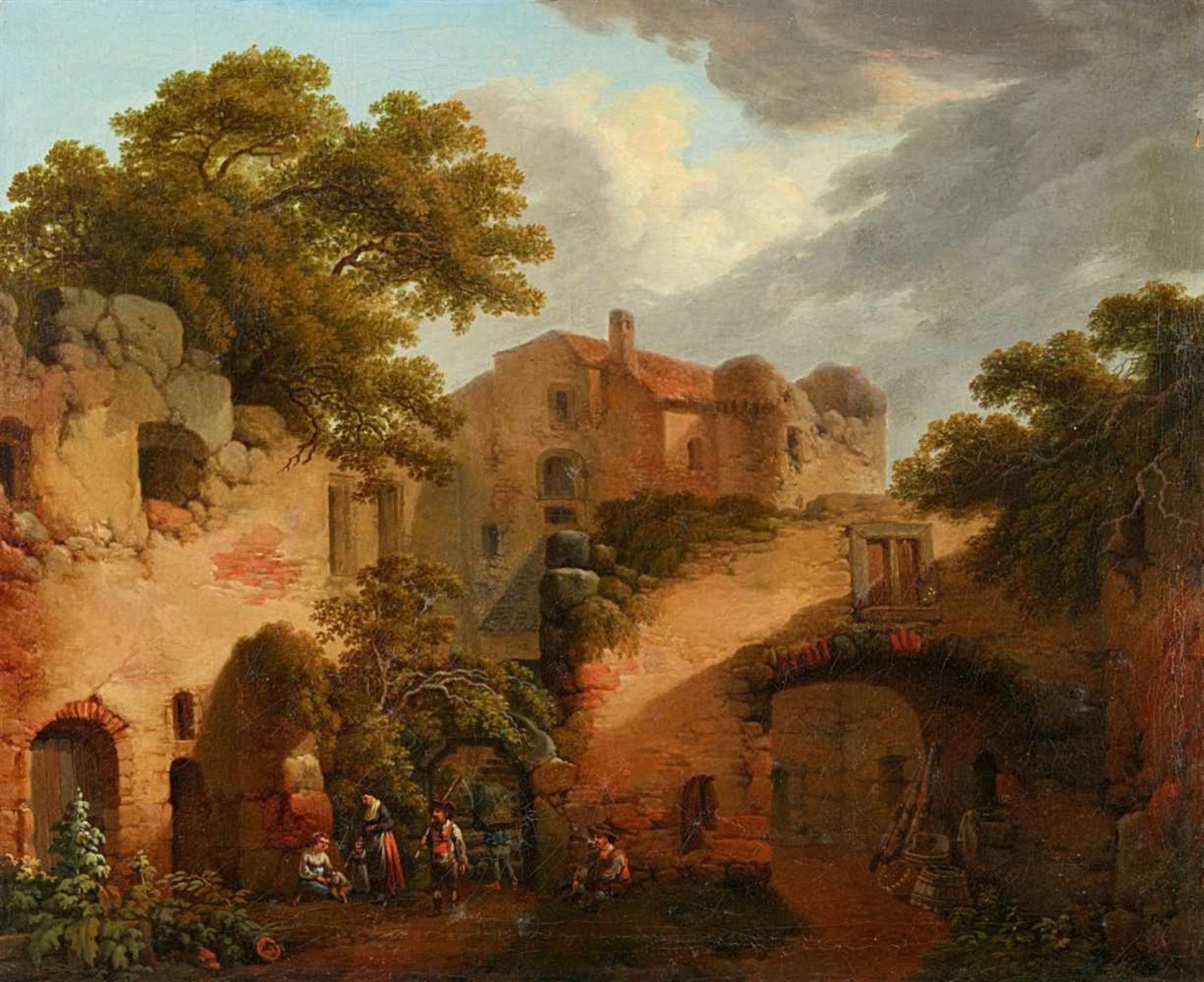 French School, 19th centuryTwo Southern Village Landscapes