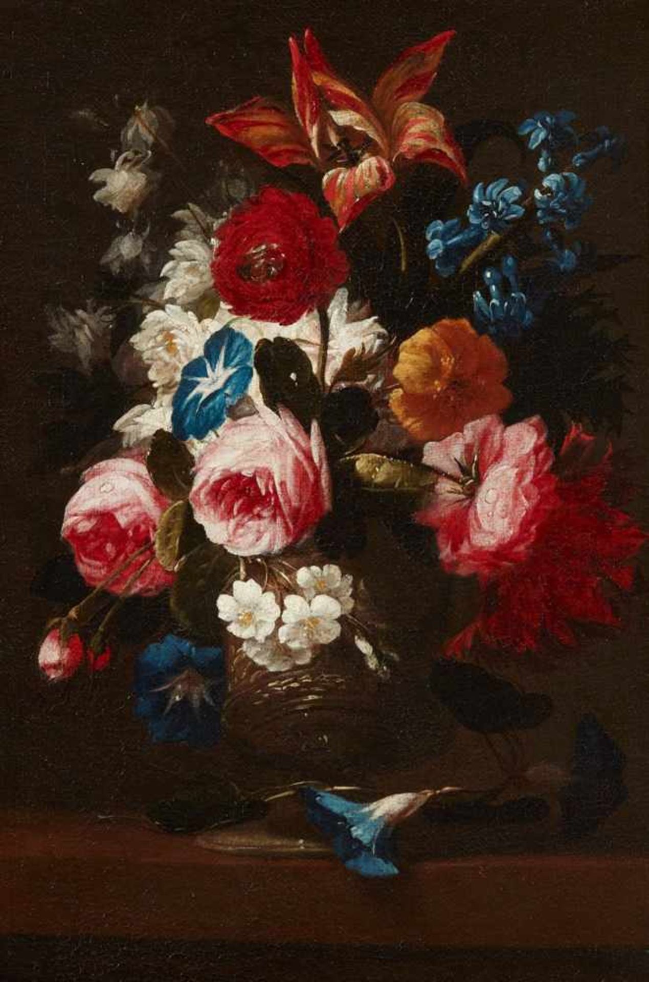 Italian School, 17th centuryTwo Floral Still Lifes in a Vase with Roses, Morning Glory, - Bild 2 aus 2