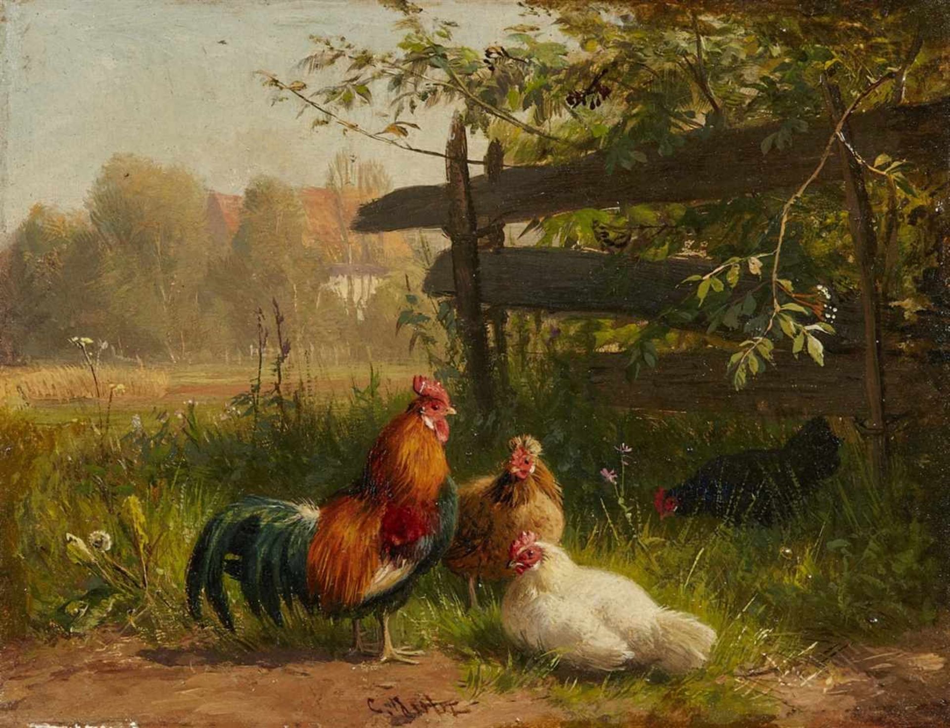 Carl Jutz the ElderLandscape with Poultry