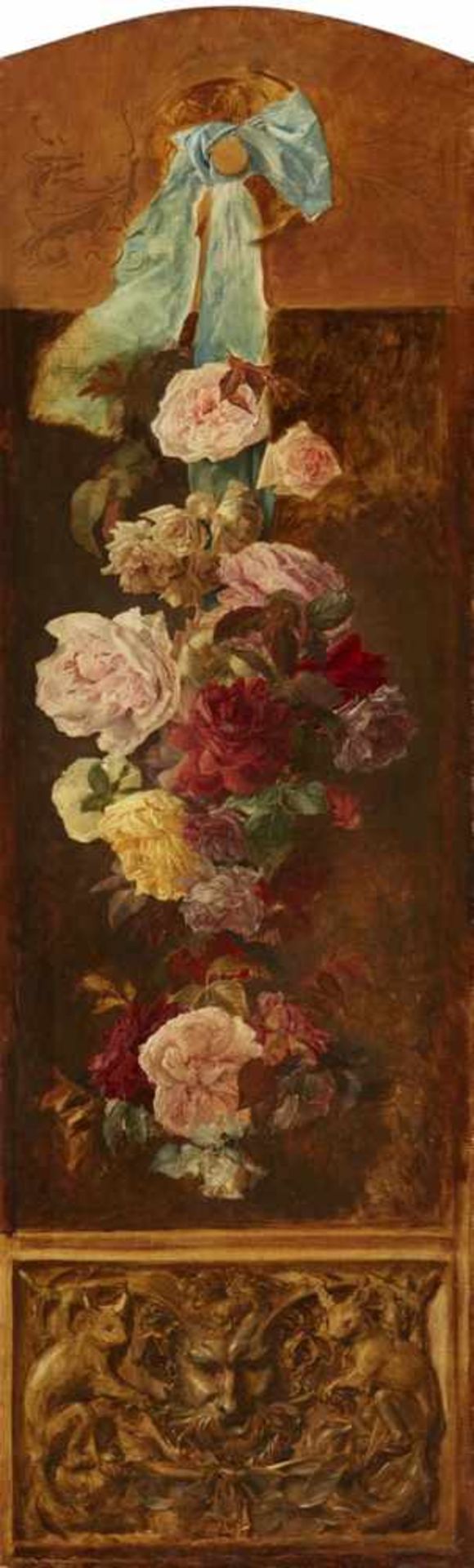 Probably Viennese artist, 19th centuryTrompe-l'oeil Still Life with a Flower Garland above a