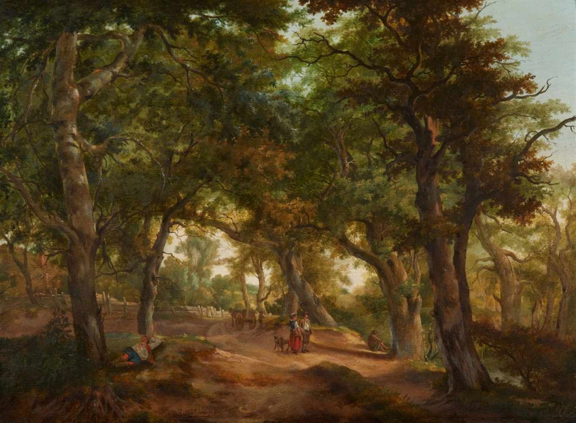 Hendrikus van de Sande BakhuyzenFigures in a Wooded Landscape