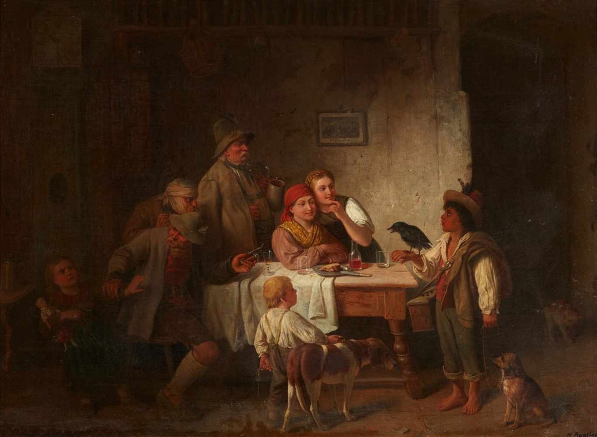 Heinrich Franz Gaudenz von RustigeA Savoy Youth in a Swabian Village Tavern