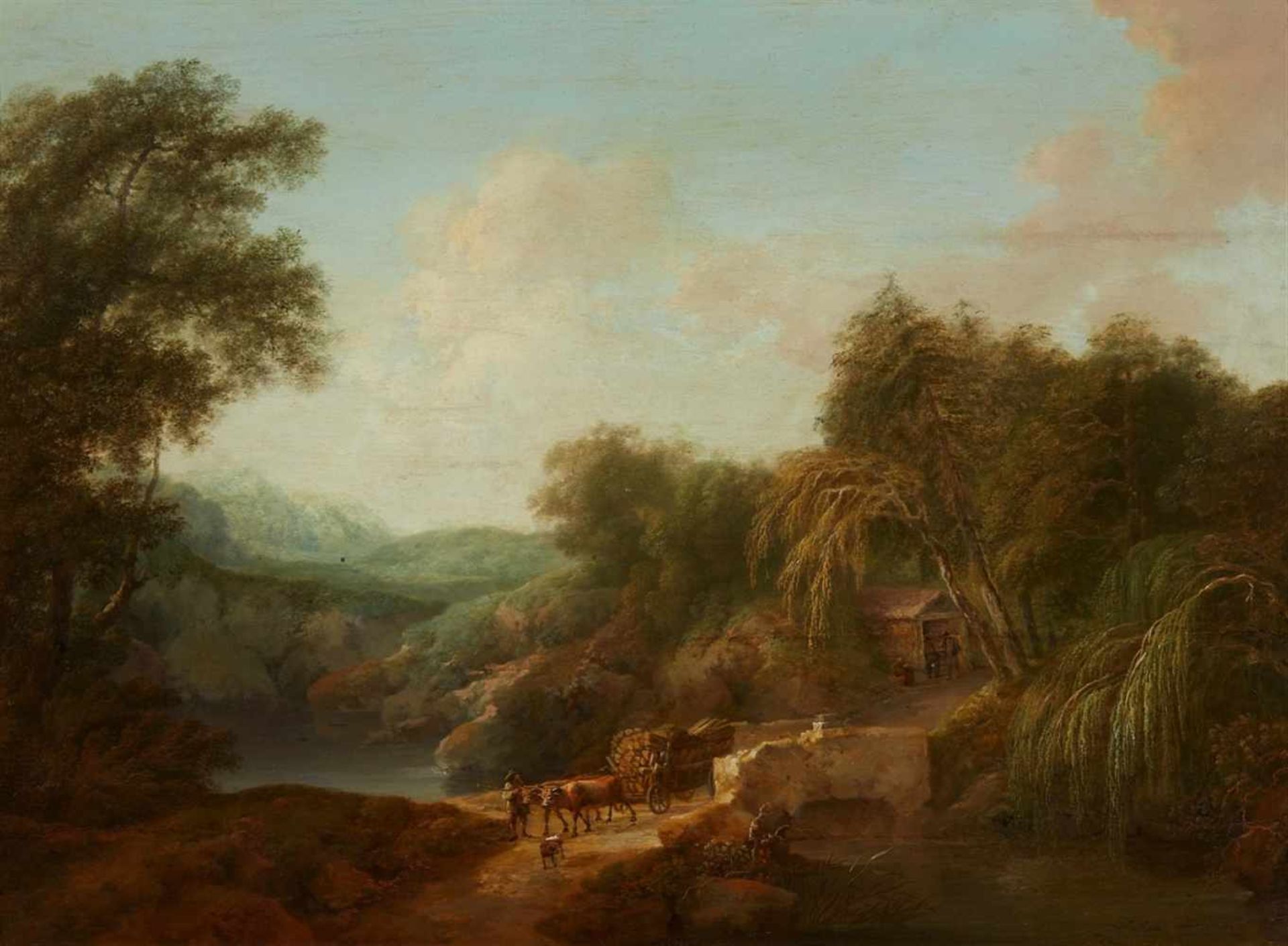 Christian Hilfgott Brand, attributed toTwo Landscapes with Figures