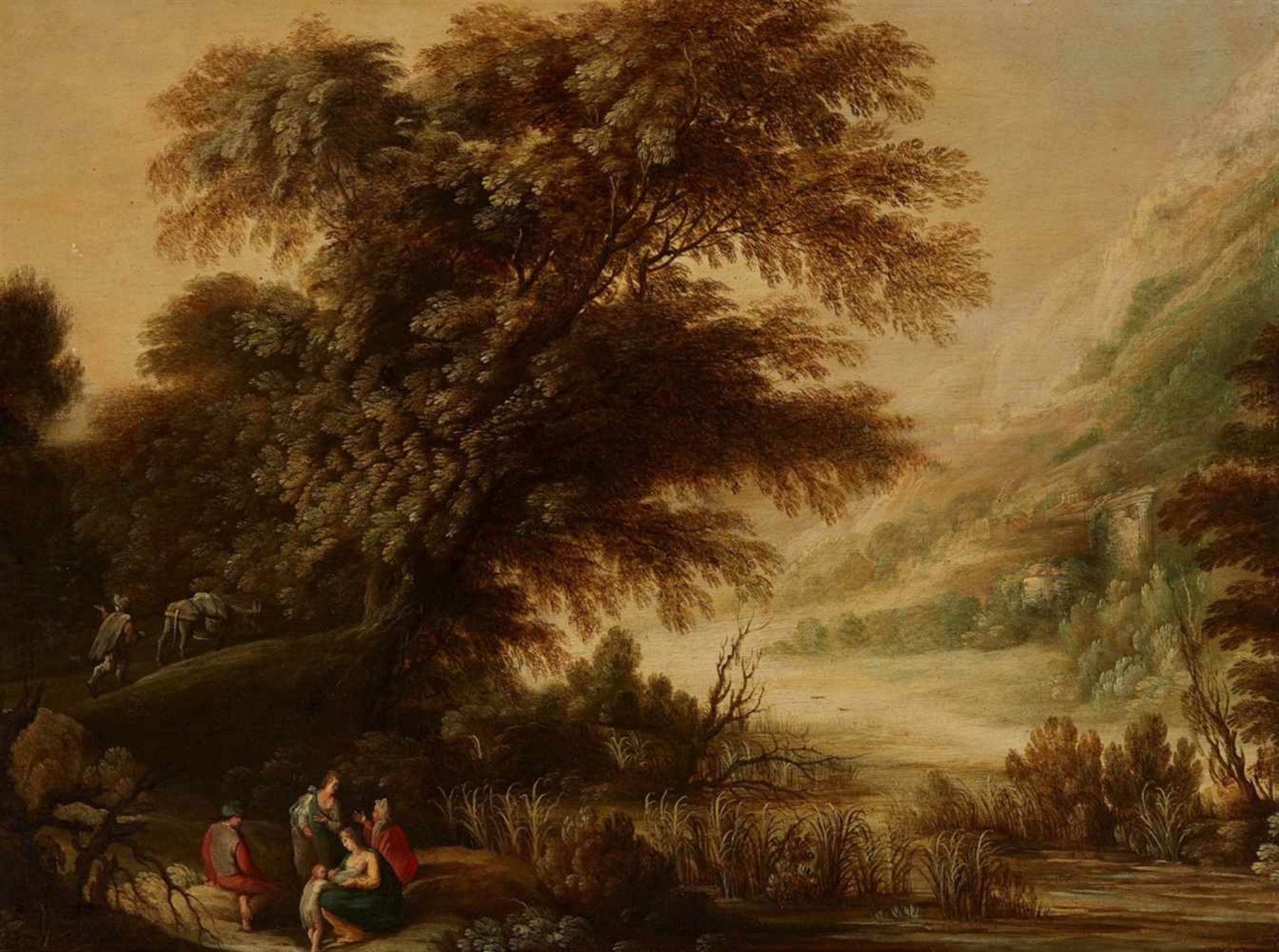 Alexander Keirincx, attributed toTravellers in a Wooded Landscape