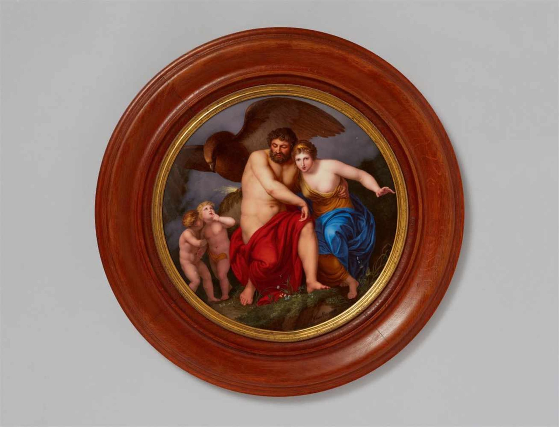 An important Vienna porcelain plaque depicting "Hera putting Zeus to Sleep on Mount Ida"Signed in - Bild 3 aus 3