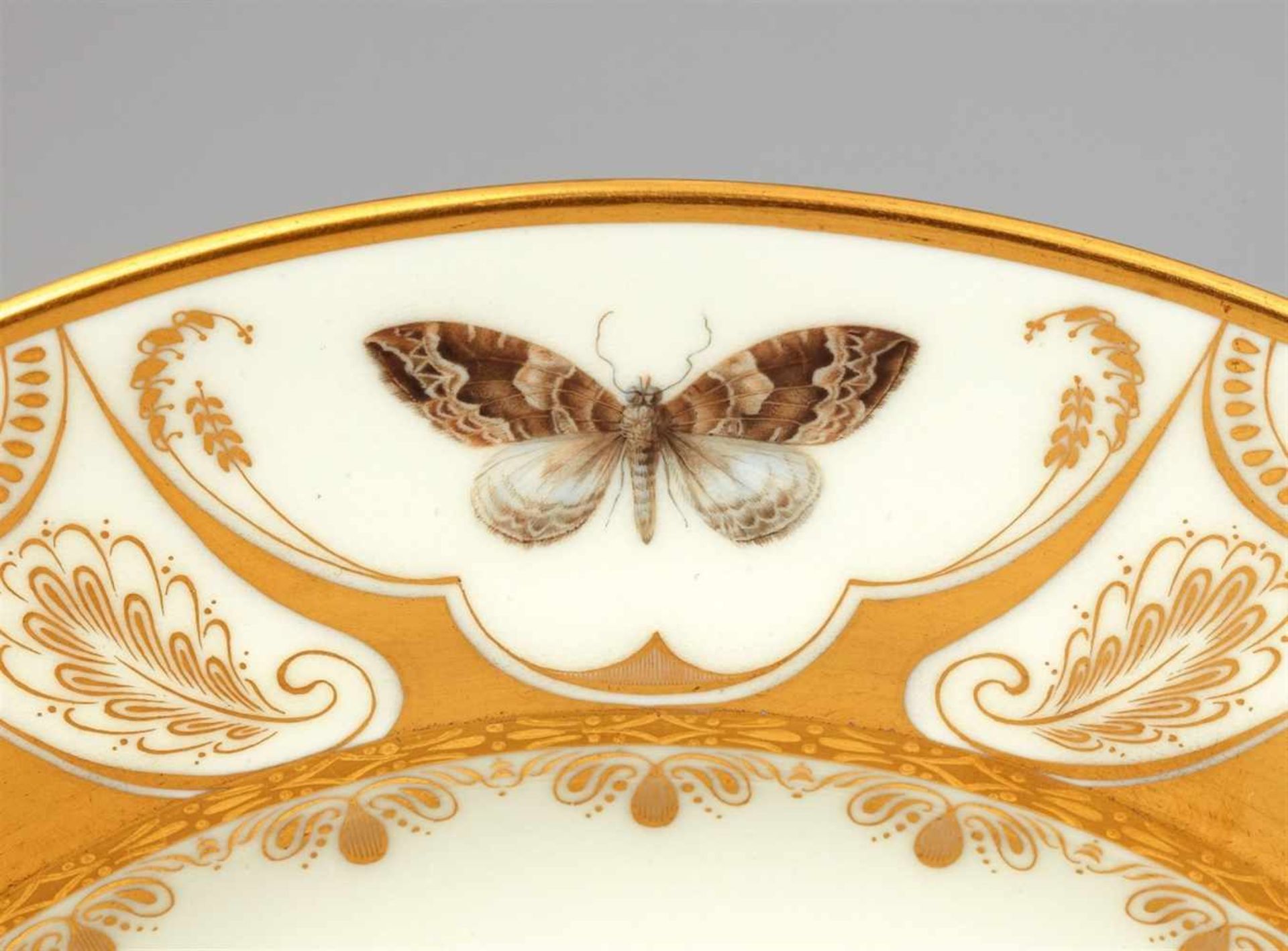 A Vienna porcelain plate with butterfliesShallow dish finely painted with naturalistic butterflies - Bild 8 aus 25