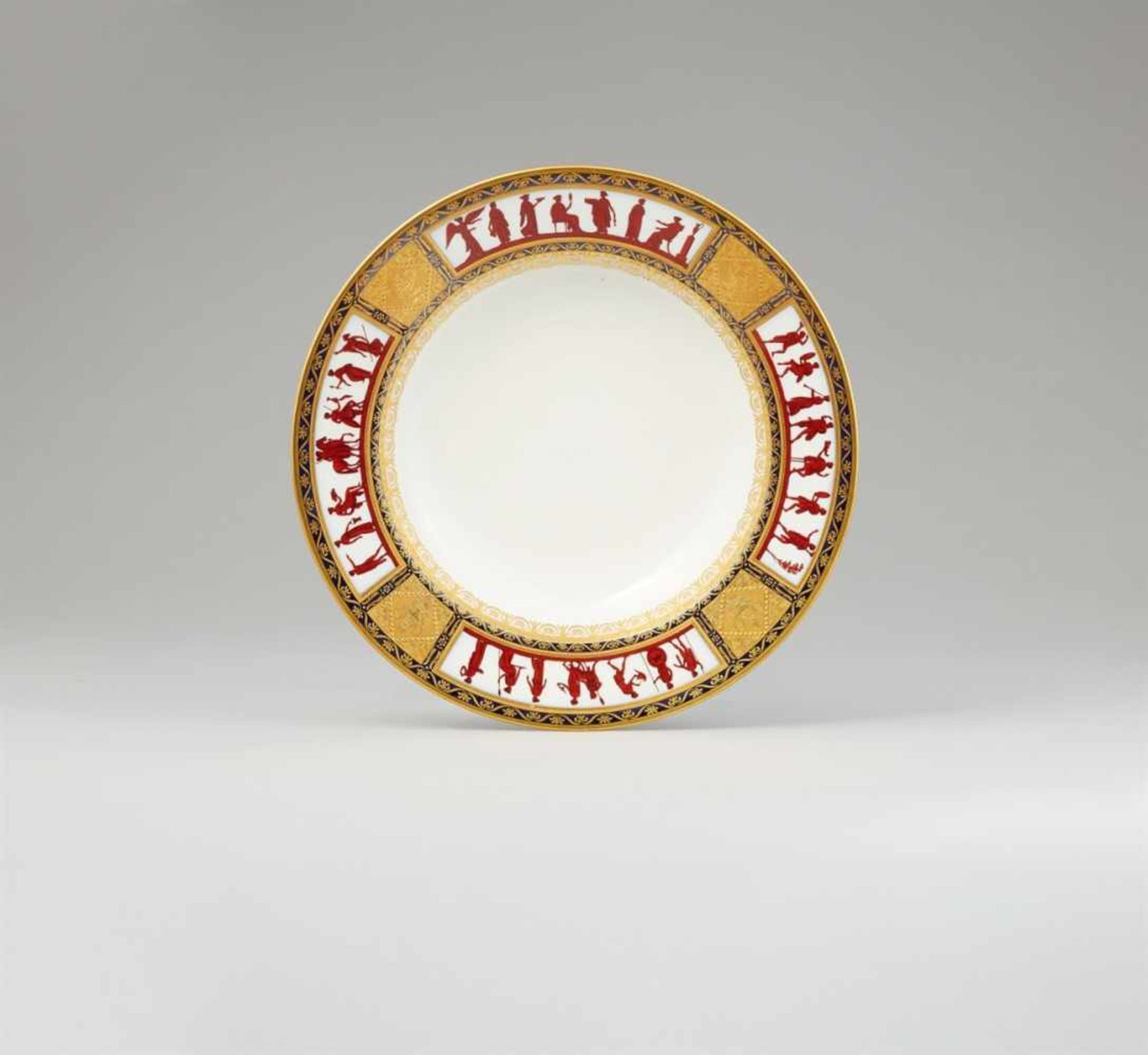 A Vienna porcelain dinner plate with motifs after RaphaelDeep dish painted with figures in four