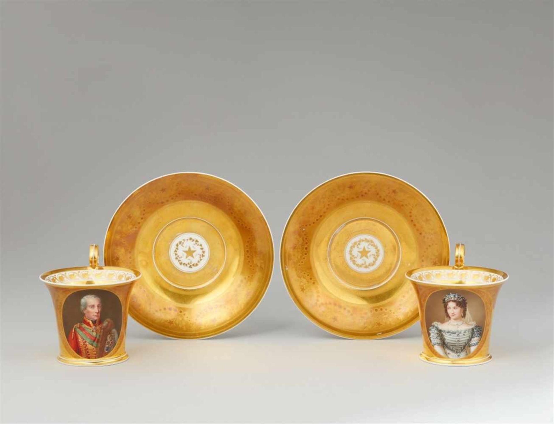 A pair of cups with portraits of Emperor Francis II and Empress Caroline AugustaBell-shaped cup with - Bild 2 aus 7