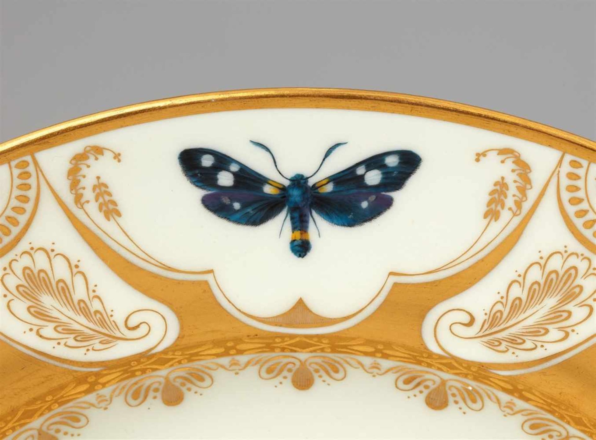 A Vienna porcelain plate with butterfliesShallow dish finely painted with naturalistic butterflies - Bild 6 aus 25