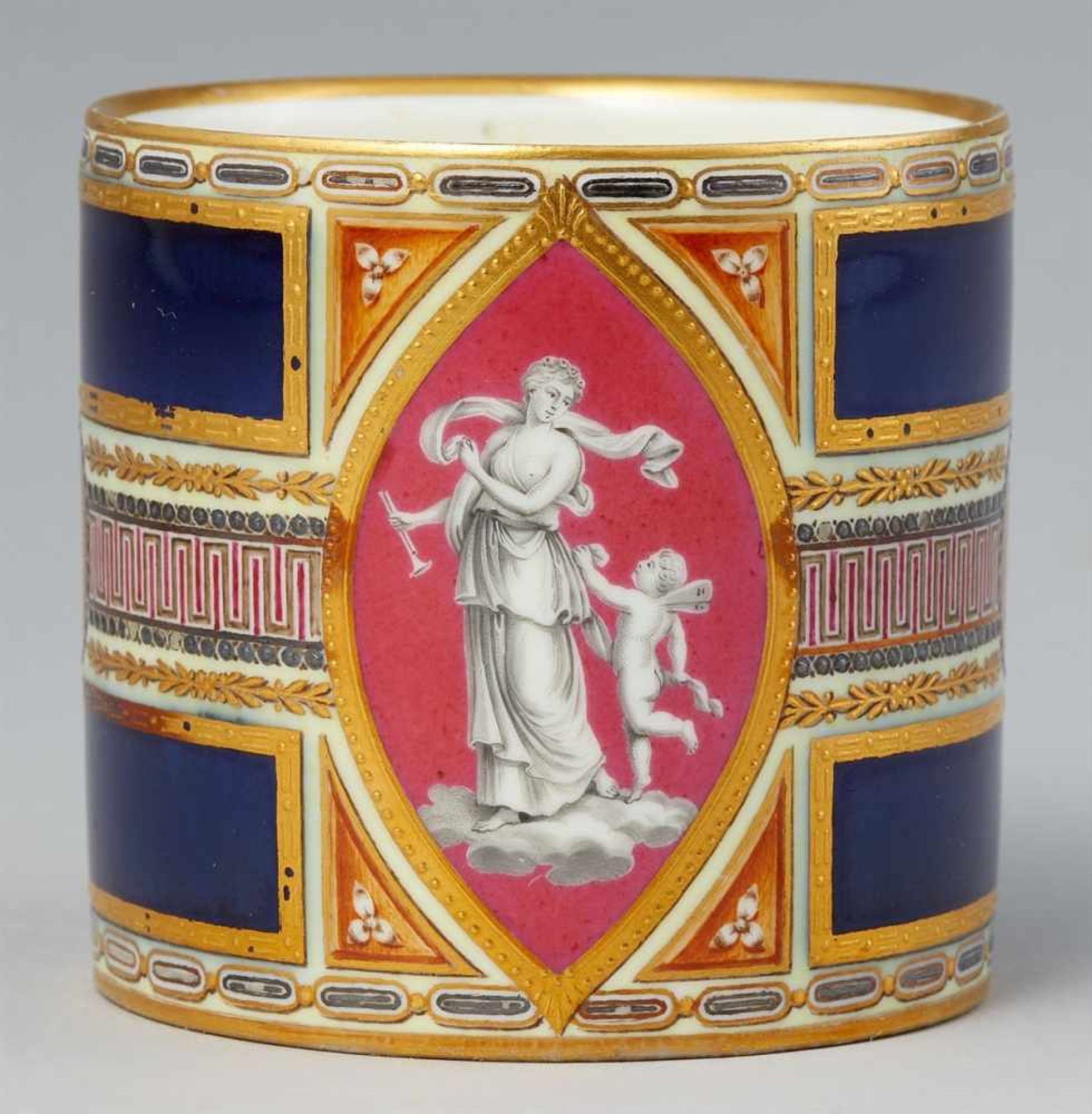 A Vienna porcelain cup and saucer with Neoclassical decorOf cylindrical form with original saucer. - Bild 3 aus 3