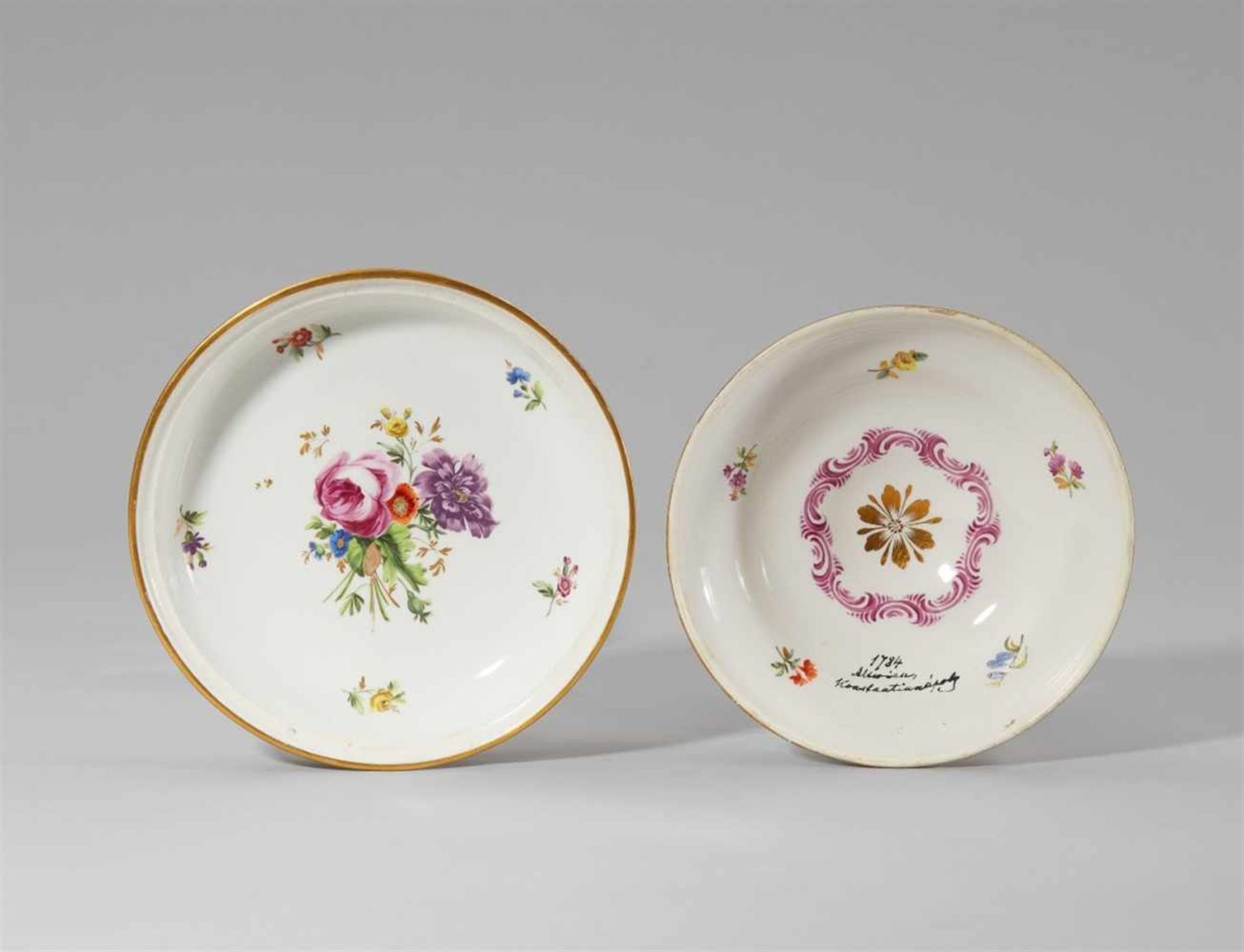 A Vienna porcelain dish and cover with yellow mosaic decorA vegetable or dessert dish with - Bild 2 aus 5