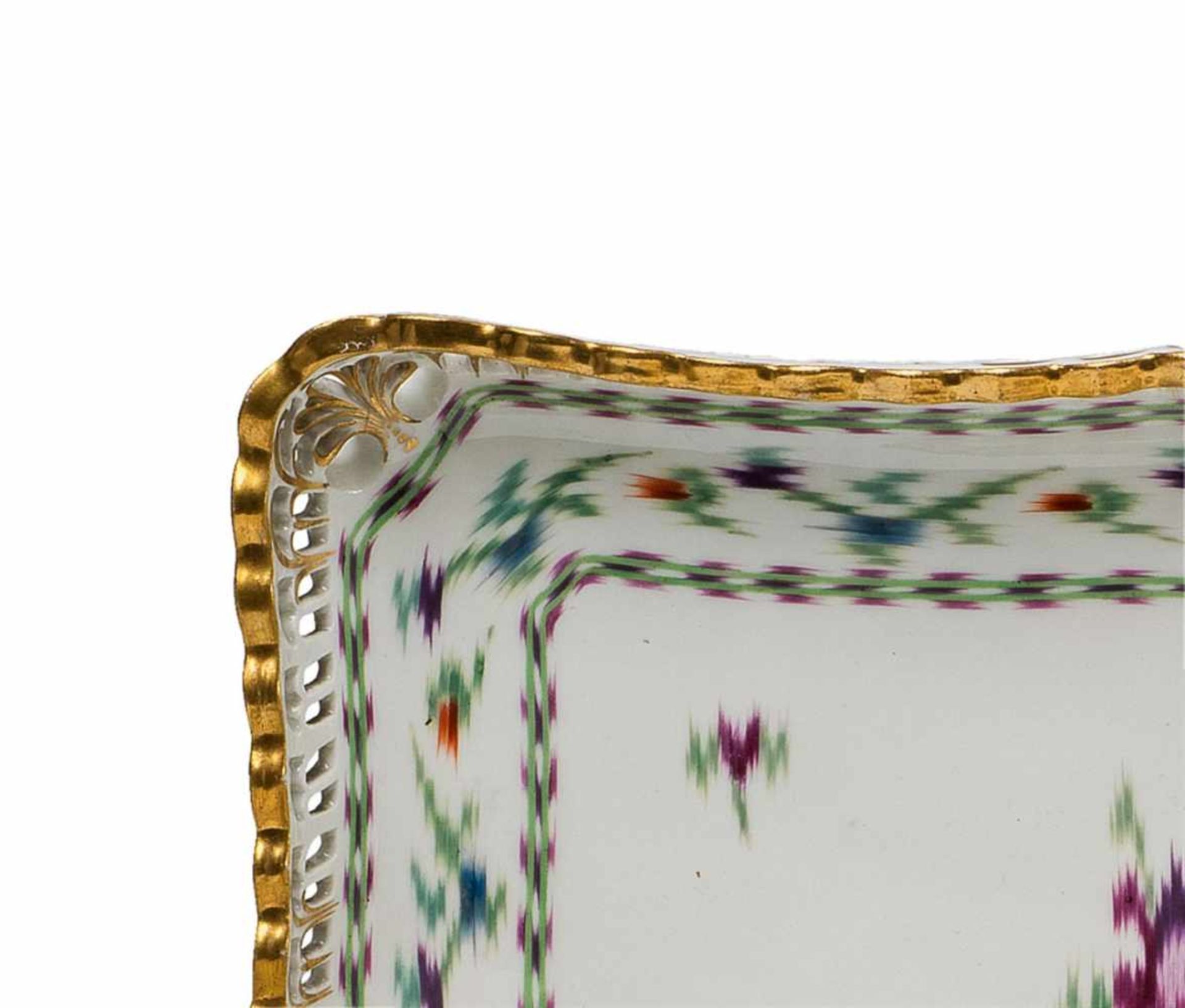 A Vienna porcelain tête à tête with Atlas decorComprising a rectangular tray with pierced border, - Bild 3 aus 5