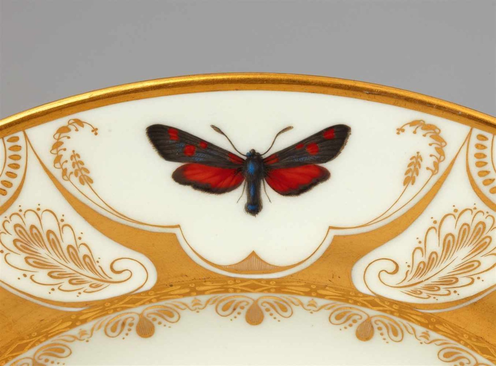 A Vienna porcelain plate with butterfliesShallow dish finely painted with naturalistic butterflies - Bild 4 aus 25