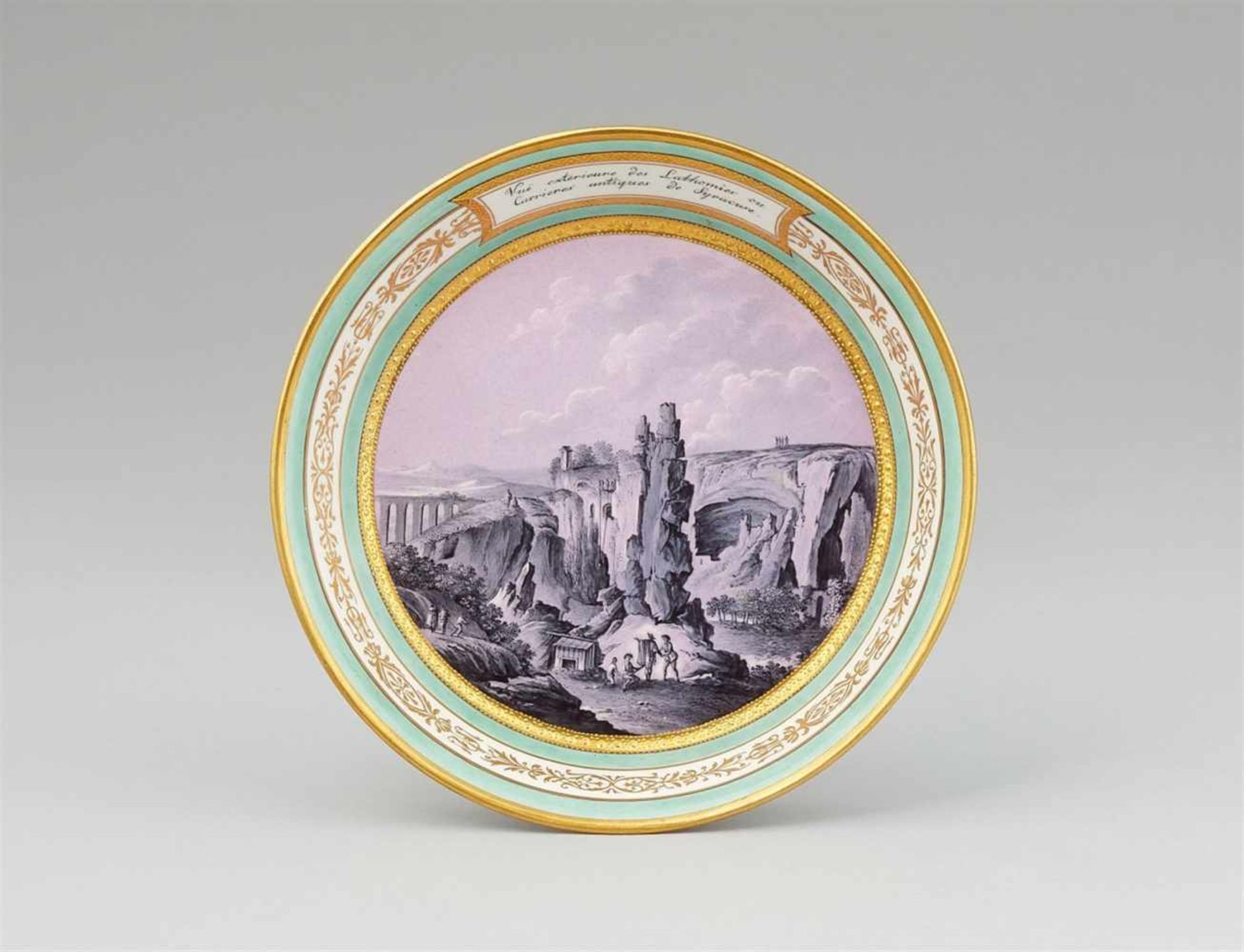 A Vienna porcelain cup and saucer with views of SyracuseOf cylindrical form with original saucer. - Bild 2 aus 7