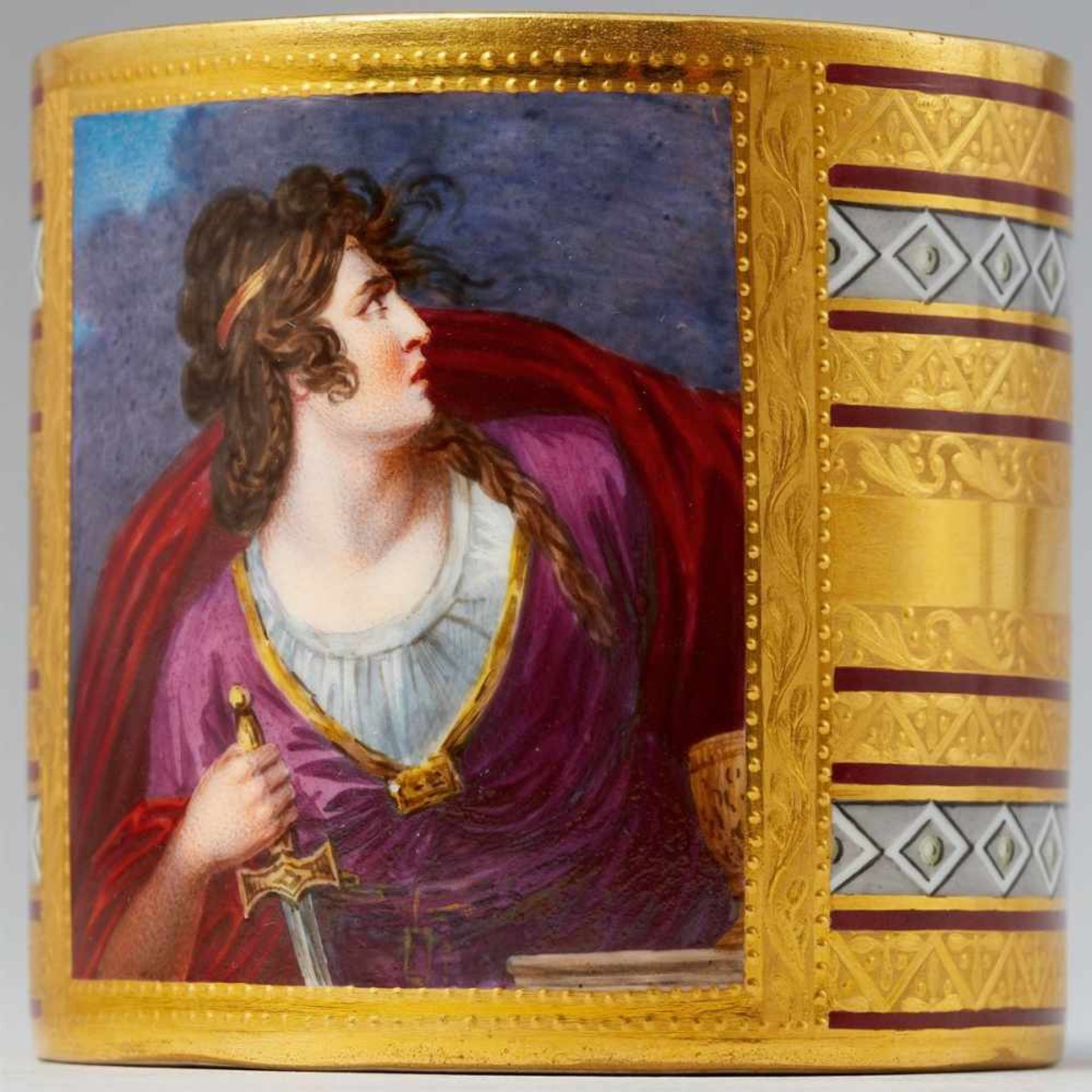 A Vienna porcelain cup and saucer with a depiction of Adelaide from LotarioOf cylindrical form - Bild 2 aus 3