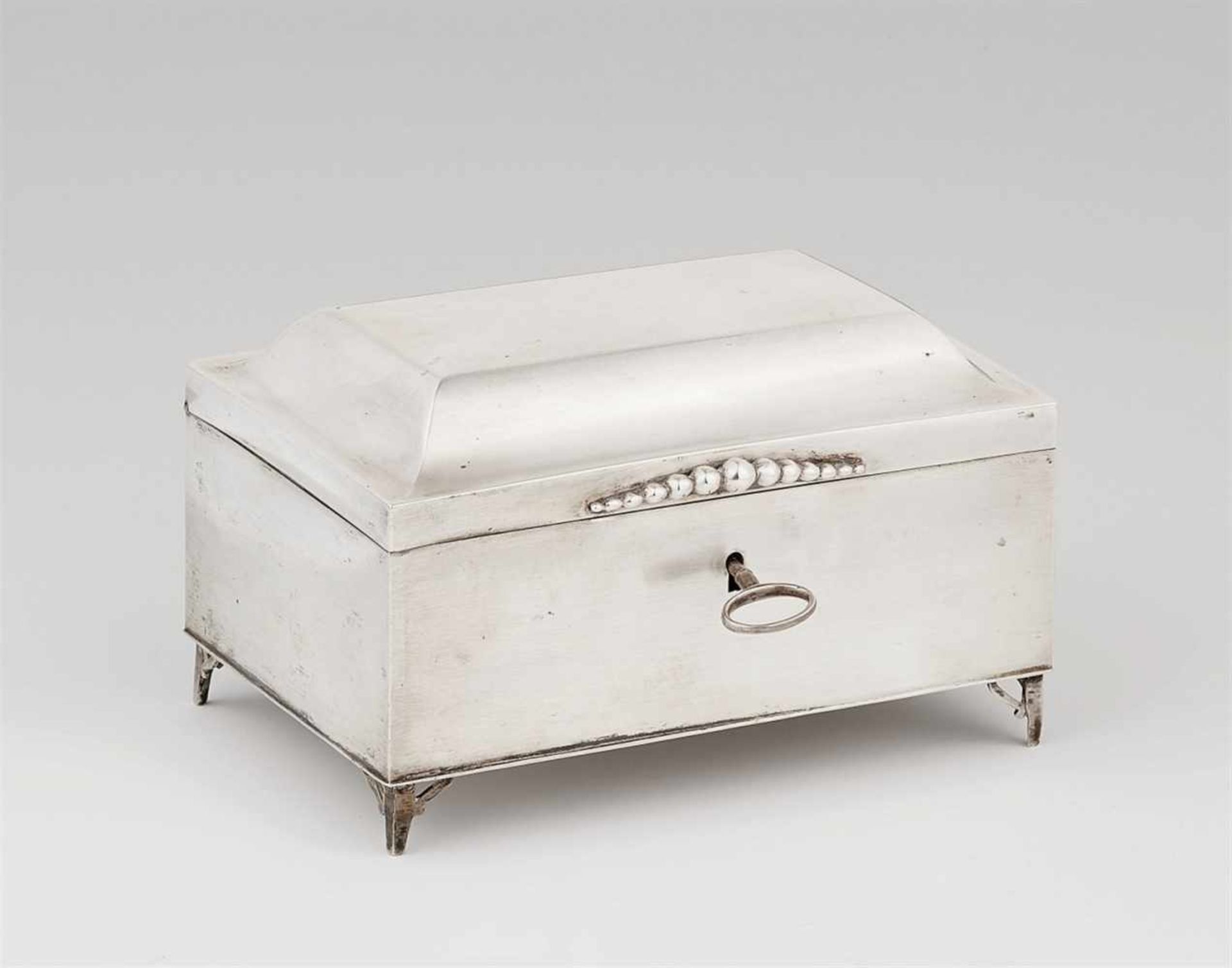 A Berlin silver sugar boxRectangular interior gilt box resting on four supports. With original