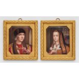 Enamelled portraits of Henry VII and Elisabeth of EnglandÉmail en plein auf Kupfer. Finely