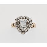 A 14k gold and rose-cut diamond George III heart ringA silver and 14k gold ring with a pierced