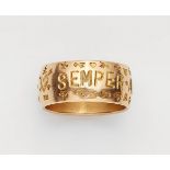 An 18k gold gentleman's friendship ringBroad gold band inscribed "Semper aliquid haeret" and with