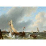 Petrus Johannes SchotelFishermen Returning in Rough SeasOil on canvas (relined). 77 x 101 cm.