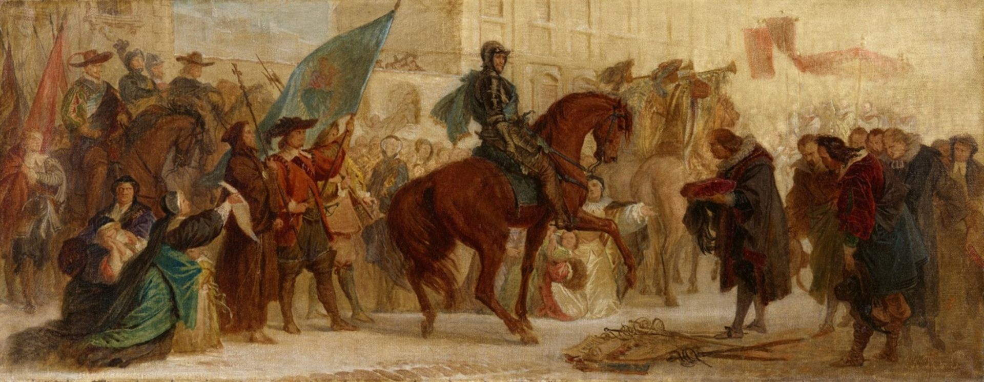 Ferdinand Piloty, attributed toThe Entry of Duke Maximilian I. into Prague after the Victory atOil