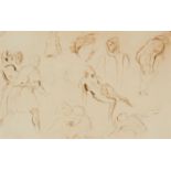 Eugène DelacroixFigure StudiesBrown ink on paper, mounted on the mat. 19 x 29.5 cm.Gerahmt.