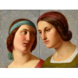 Franz IttenbachTwo female heads (The Sisters)Oil on canvas (edges relined). 30.5 x 40 cm.