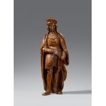 A carved oak figure of a military saint, presumably Brabantine, around 1520Carved in the round and