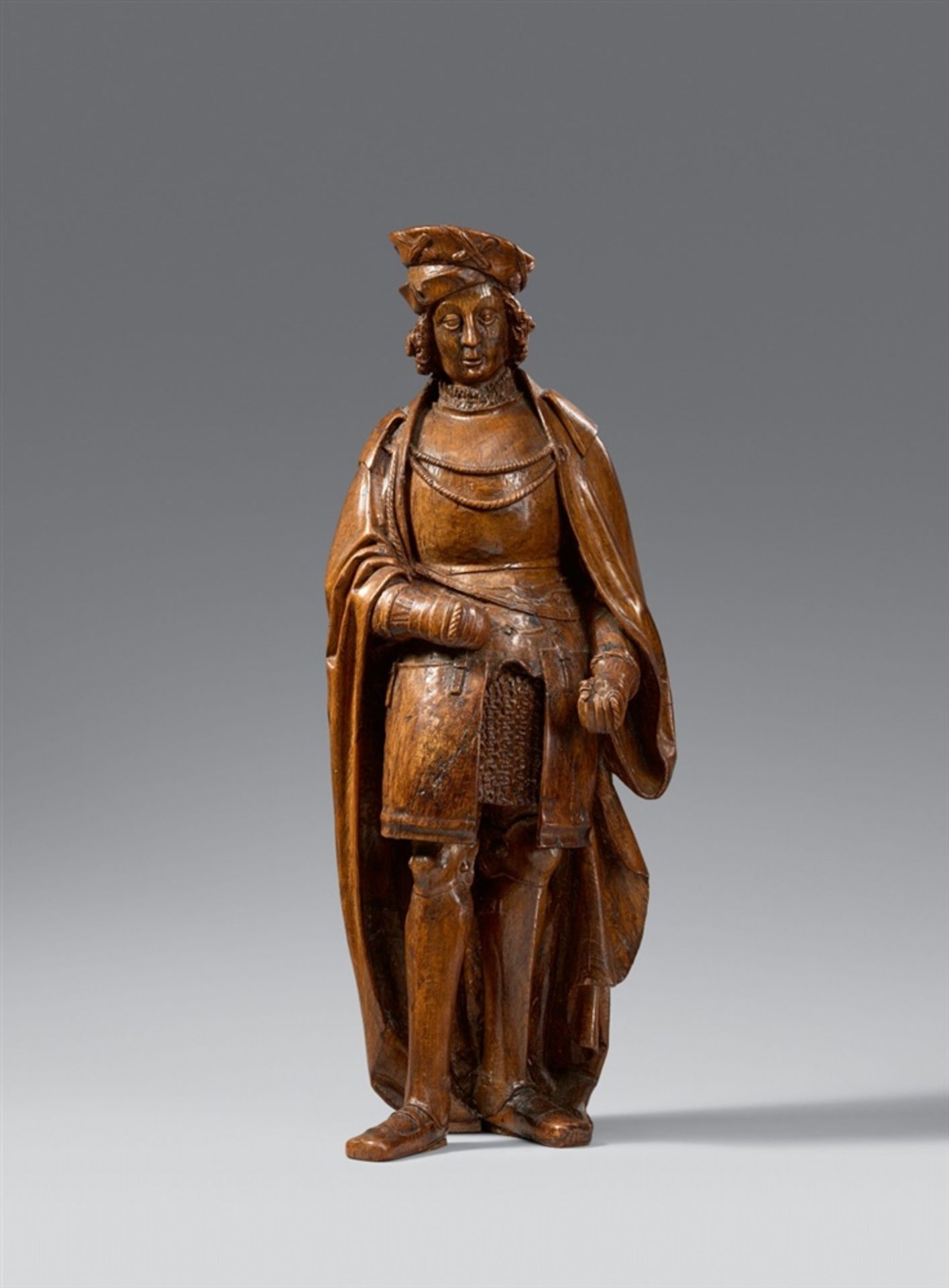 A carved oak figure of a military saint, presumably Brabantine, around 1520Carved in the round and