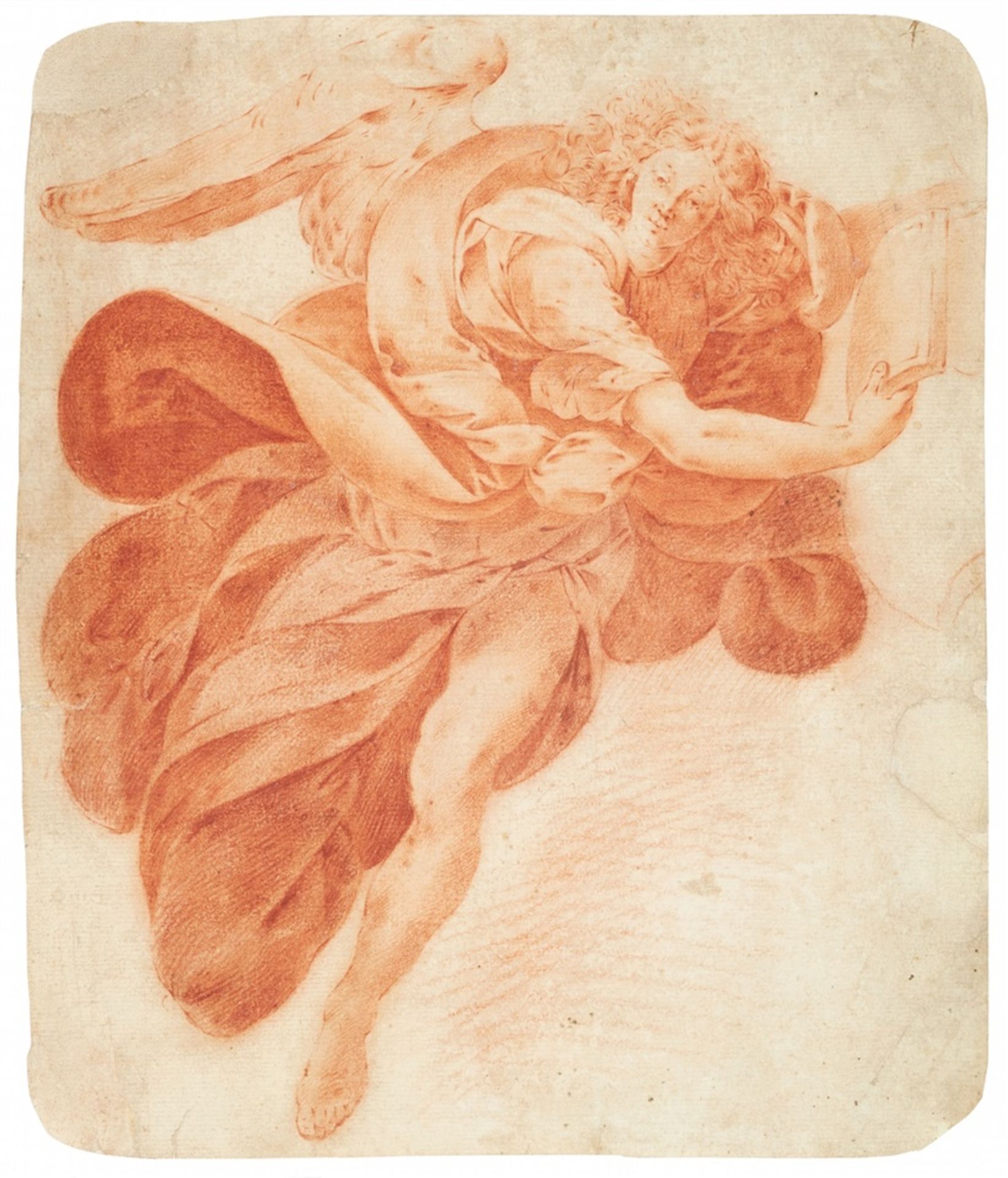 Camillo ProcacciniAn Archangel in FlightRed chalk on textured paper.. 29.2 x 24.5 cm.