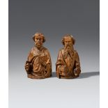 Early 16th century carved wooden figures of two apostles, presumably FranconiaProbably limewood,