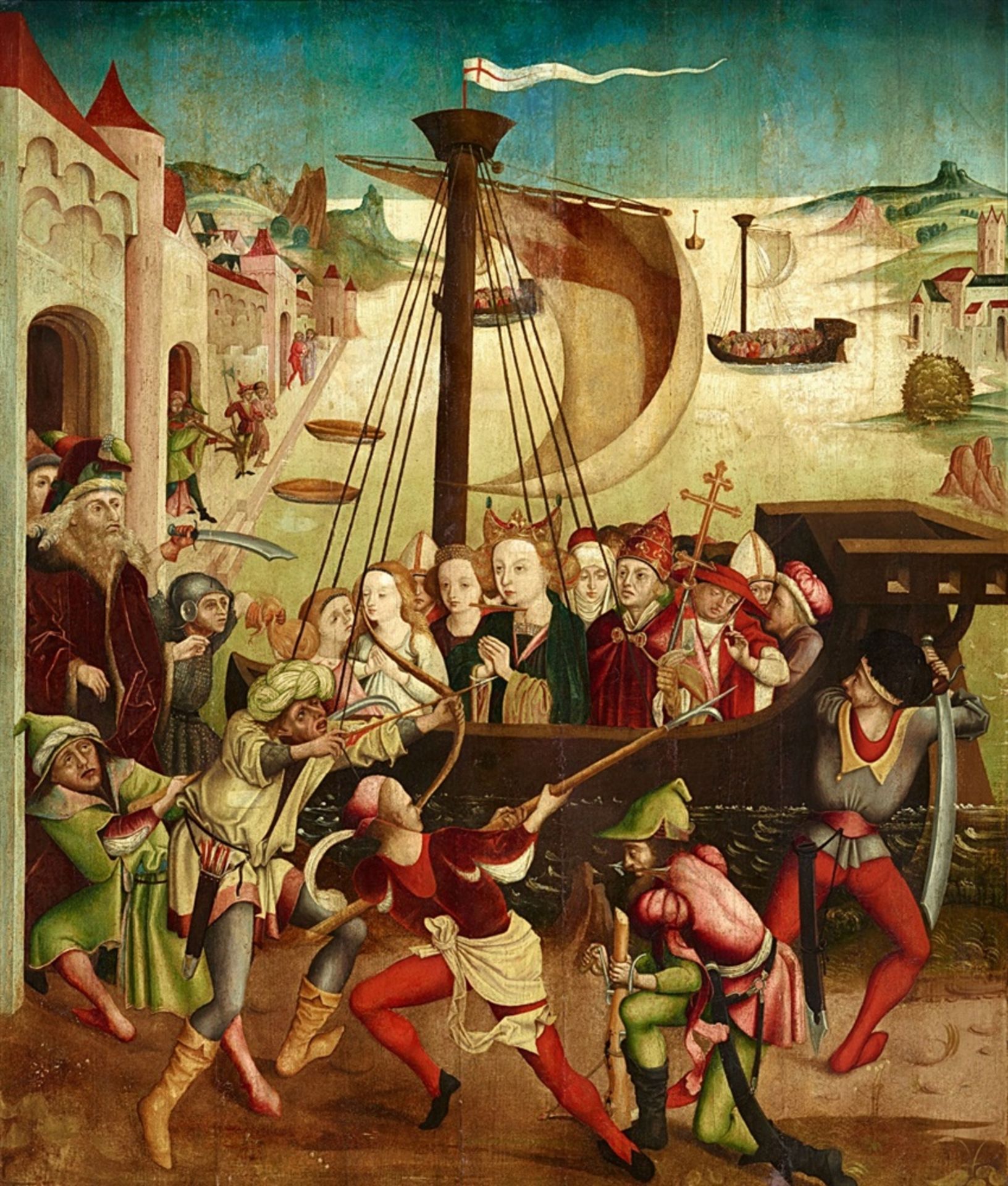 Upper Rhine-Region around 1460The Martyrdom of Saint Ursula and the Eleven Thousand VirginsMixed