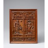 A carved oak relief of Fortitudo and Caritas, Westphalia, second half 16th centuryThe reverse