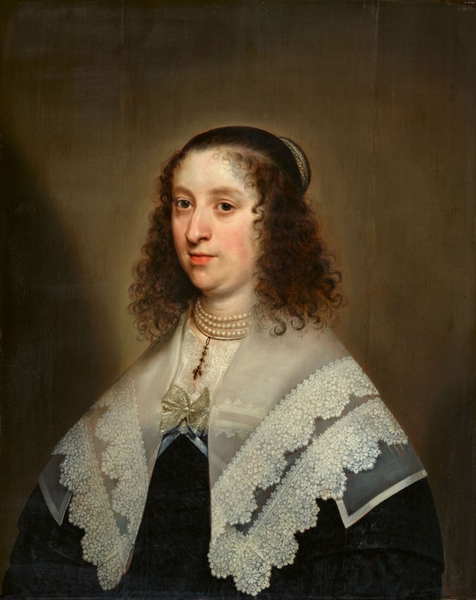 Daniel Mijtens the Elder, attributed toPortrait of a lady with ruff and a pearl necklaceOil on panel