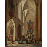 Peeter Neeffs the YoungerChurch InteriorOil on panel (parquetted). 24.5 x 19 cm.Signed lower left: