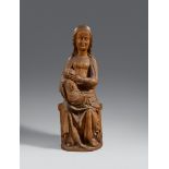 A 14th century carved wooden figure of the Virgin Enthroned, presumably Upper Rhine RegionCarved
