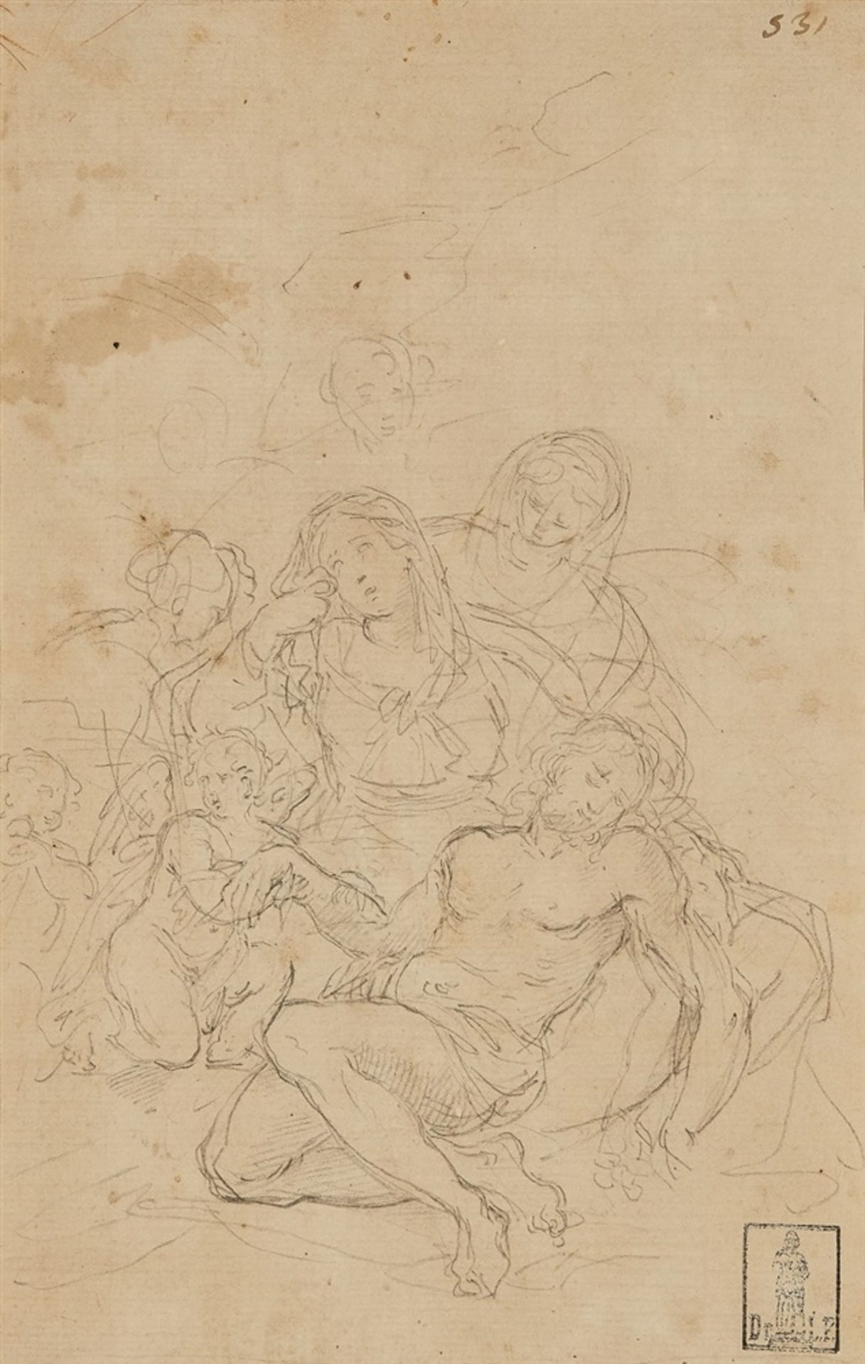 Italian School 17th centuryThe Lamentation of ChristGraphite on textured paper.. 24.5 x 15.5 cm.