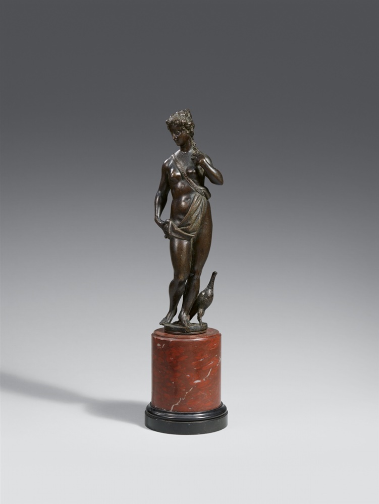 An Italian bronze figure of Juno, around 1600Chased bronze figure cast in the round and with old