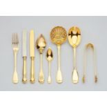 A Parisian silver dessert cutlery set in the original caseSilver; gold-plated. A 121 piece set of