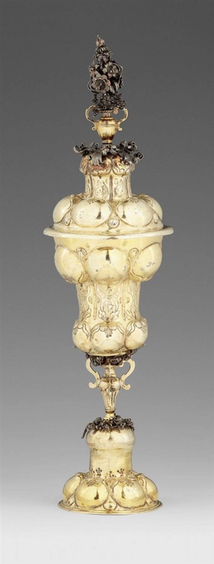 A rare Frankfurt silver columbine chaliceSilver; gold-plated. Silver-gilt chalice with a round