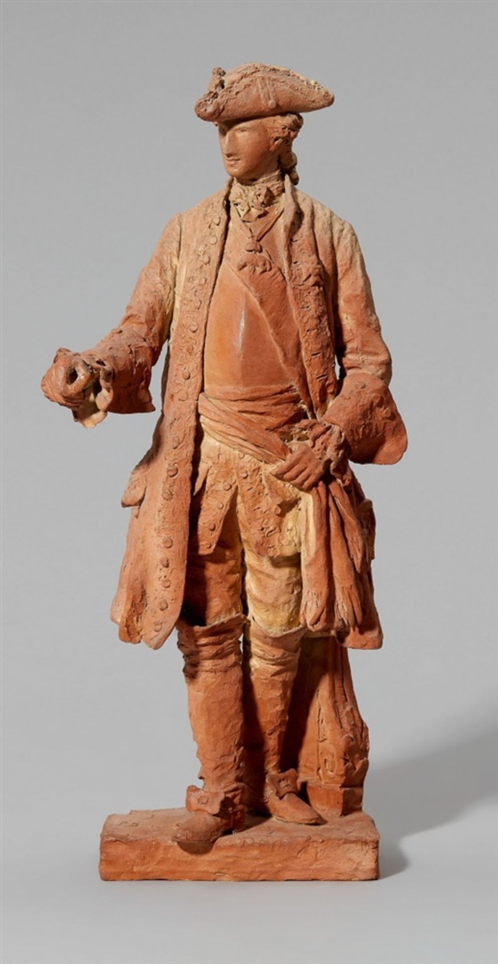 A terracotta figure of Carlo Terzo di BorboneFinely modelled bozetto of the king standing in a