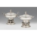 A pair of important silver tureens made for Grand Duke Georg von Mecklenburg-StrelitzSilver; gold-