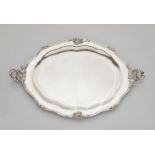 A large Augsburg silver platterA moulded silver platter with rocaille handles, the narrow rim with