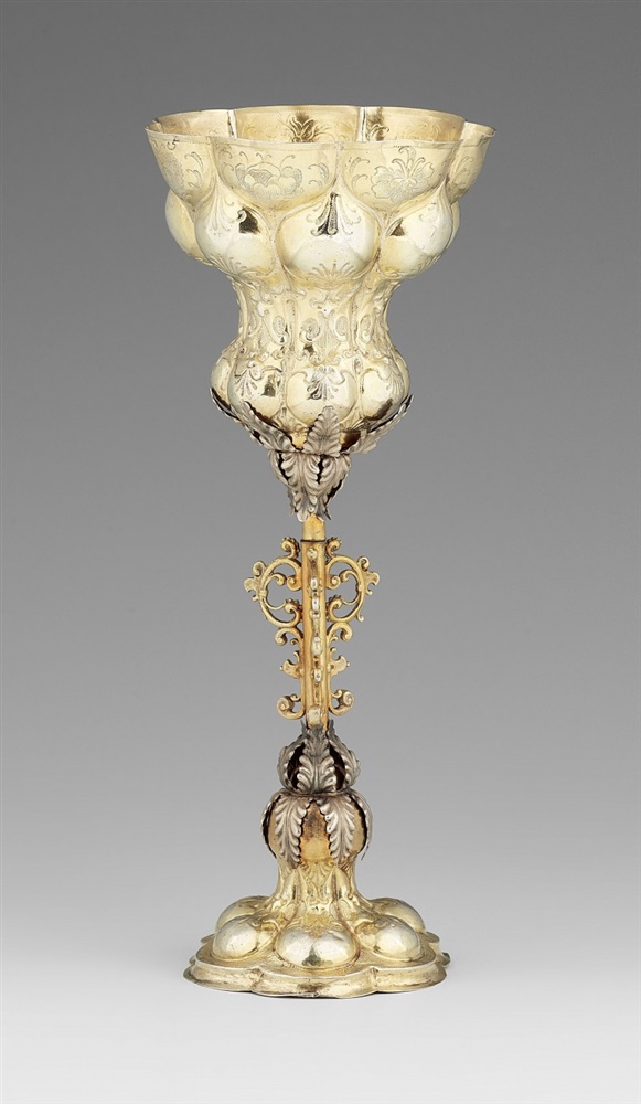 A Nuremberg silver gobletSilver; gold-plated. A silver-gilt goblet, scalloped base with gadrooned