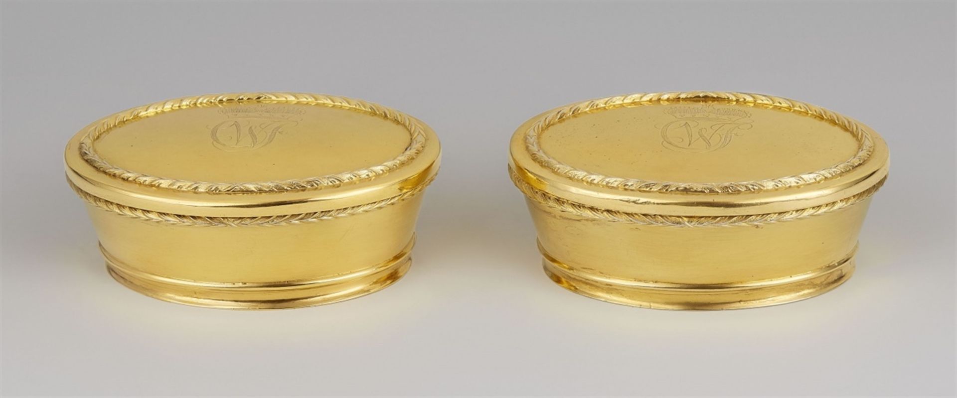 A pair of Braunschweig silver spice boxes made for Duke Carl Wilhelm Ferdinand zu Braunschweig-