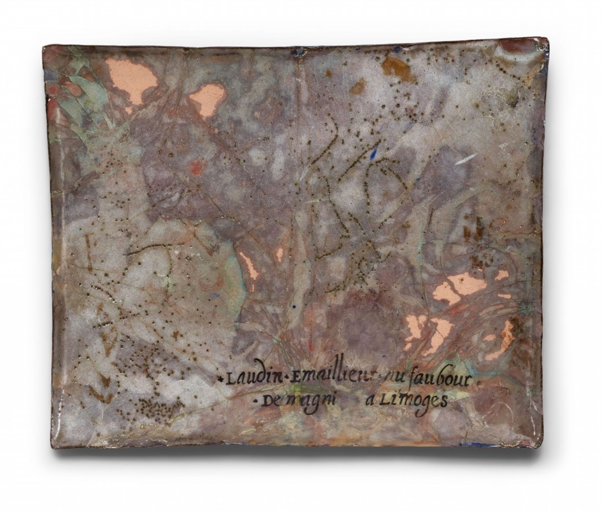 A Limoges enamel plaque with Venus and AdonisCopper panel with monochrome enamel “en grisaille” - Bild 2 aus 2
