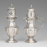 An Augsburg silver cream garnitureSilver; inside with remnants of gilding. Silver tea set with