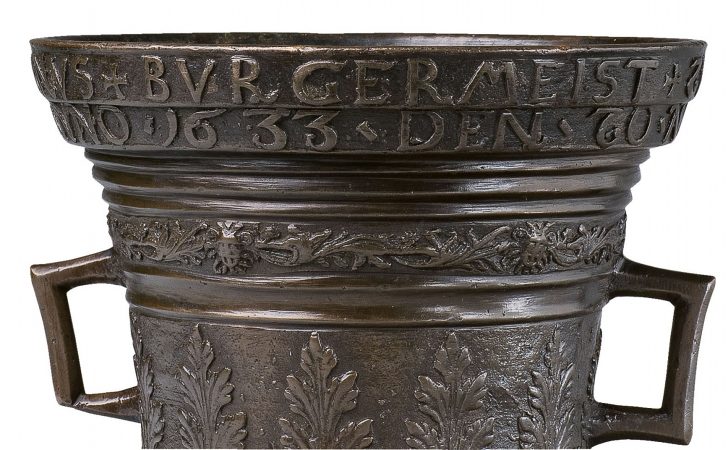 A North German decorative mortar made for the Mayor of FehmarnCast bronze with golden brown - Image 2 of 2